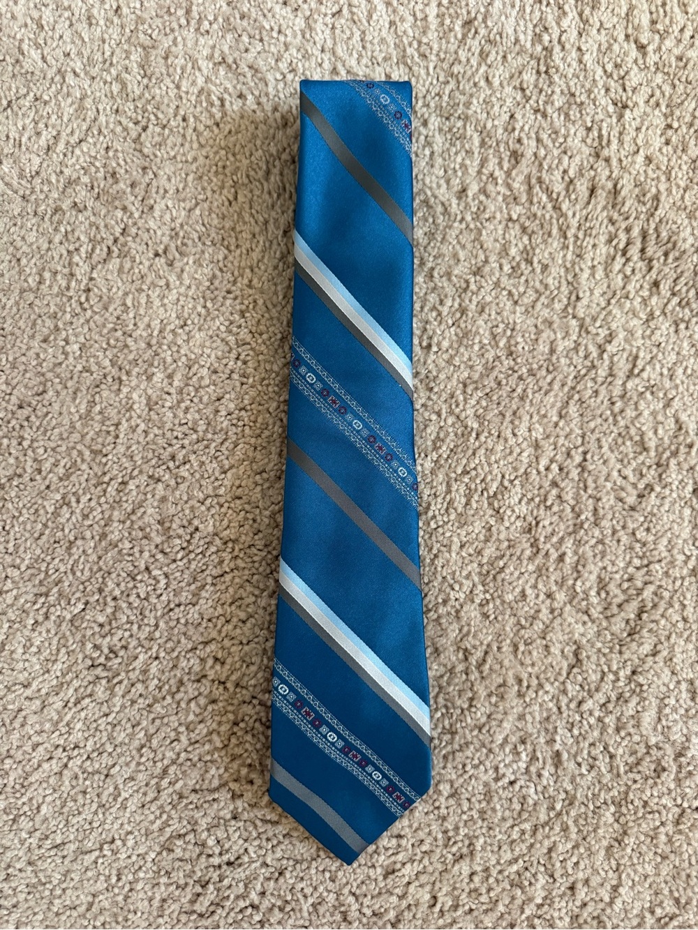 Van Heusen Teal Blue Striped Silk Tie